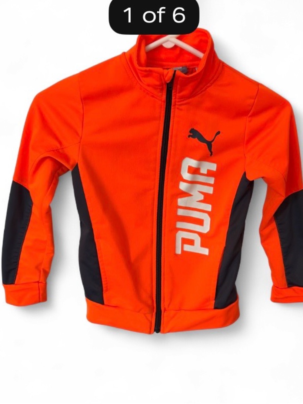 Puma Kids Orange and Black Full-Zip Jacket